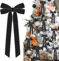 12Pcs Black Velvet Ribbon Bows Halloween Tree Decorations,5in x 10in Christmas Ornaments for Tree Home Party Front Door Wreath Holiday Decor