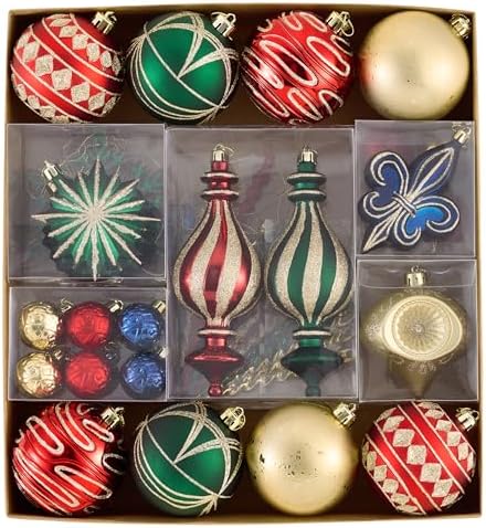 Valery Madelyn 60ct Christmas Tree Decorations Ball Ornaments Set