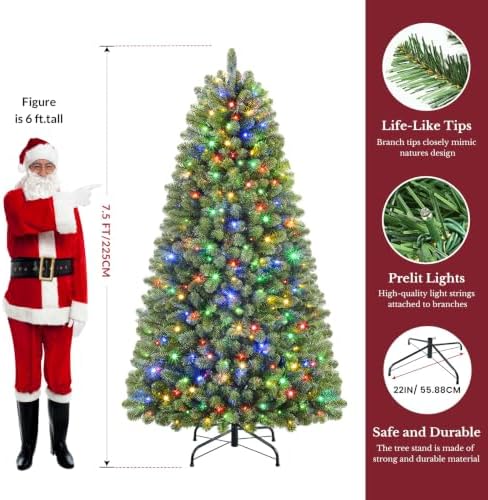 Alupssuc 7.5ft Classic Spruce Artificial Prelit Christmas Tree