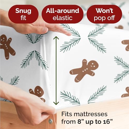 Christmas Sheet Set, Gingerbread Cookie, Holiday Xmas Bedding Set - Full
