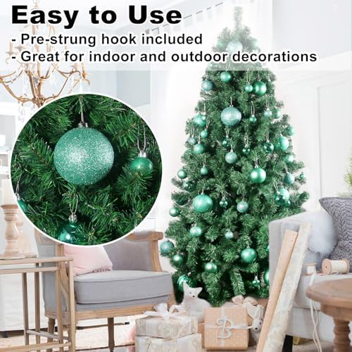 Teal 4.0" Large Christmas Balls - Christmas Tree Decoration Ornaments Shatterproof Hanging Balls for Birthday Halloween Holiday Wedding Decorations Set of 4pcs