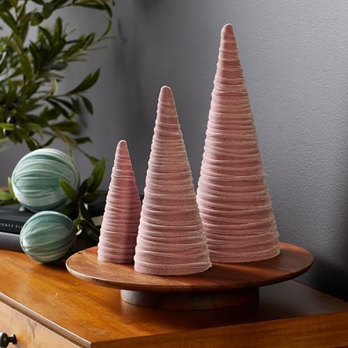 Blush Velvet Trees Set of 3, Winter Mantel Accent, Coquette Room Decor, Aesthetic, Cozy Gift for, Neutral Home Accent, Valentine's (Blush)
