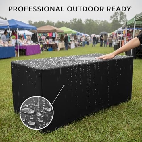 4-Pack 6ft Black Table Cloths for 6 Foot Rectangle Tables For Craft Shows