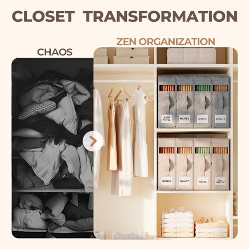 Sheet Organizers and Storage for Linen Closet, 6Pack Grey