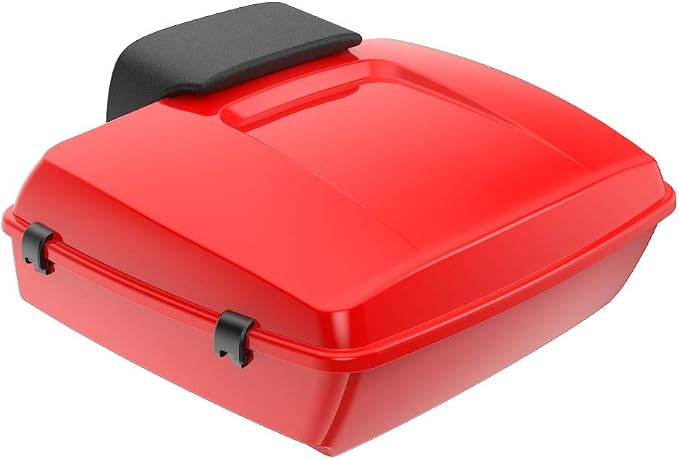 Advanblack Road Glide Tour Trunk Pack Scarlet Red Chopped Tour Trunk Pack Backrest Pad for '97-'25 Harley Touring Road King Street Glide Electra Glide CVO models