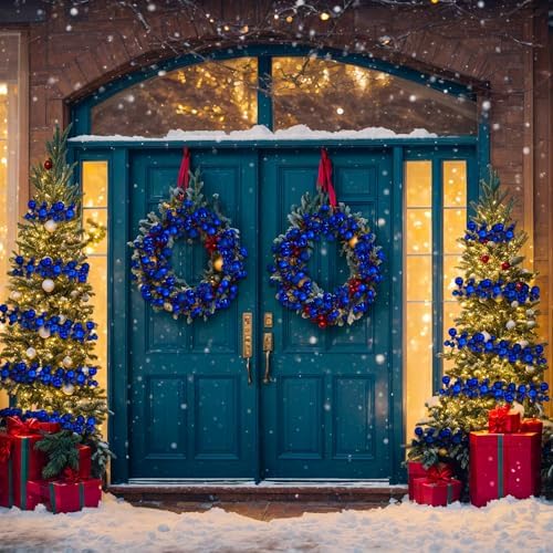 2 Pcs 6 ft Christmas Ball Ornament Garland, Navy Blue