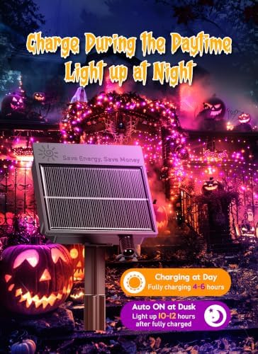 240 LED Solar Halloween Lights Outdoor Waterproof IP65, 20FT 8 Light Modes