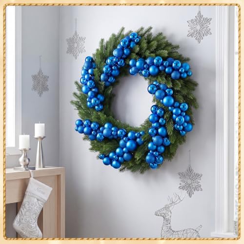 Silipull 5 Pcs 2.3 ft Large Christmas Ball Garland Ornaments, Blue