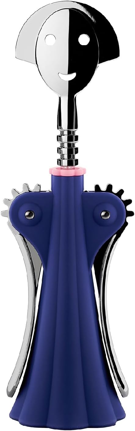 Alessi Anna G. AM01 DAZ - Design Corkscrew, in Thermoplastic Resin and Chrome-Plated Zamak, Blue