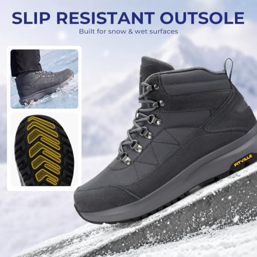 FitVille Extra Wide Winter Boots for Men, Water Repellent Snow Boots