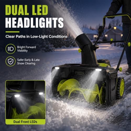 Battery Snow Blower, 4 Batteries, Up to 60 Min, 25FT Snow Throw