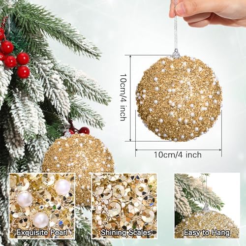 Lyrow 24 Pcs 4" Christmas Ball, Champagne Gold