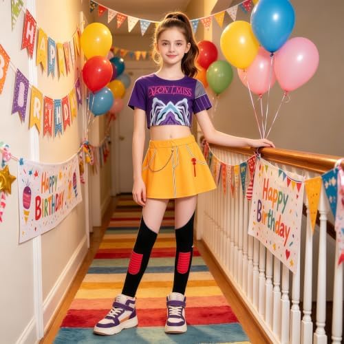 Pop Star Costume Kids Girls Stage Outfit Halloween Costumes with Accessory