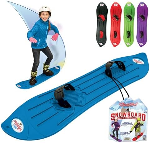 The Original Geospace Sledsterz Kids Beginner Snowboard for Winter Fun on Snow, with Adjustable Step-in Bindings; for Kids Between 4 to 12 Years Old