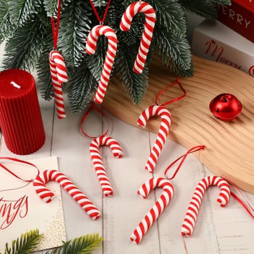 AUGSUN 16 Pcs Red and White Candy Cane Ornaments for Christmas Tree