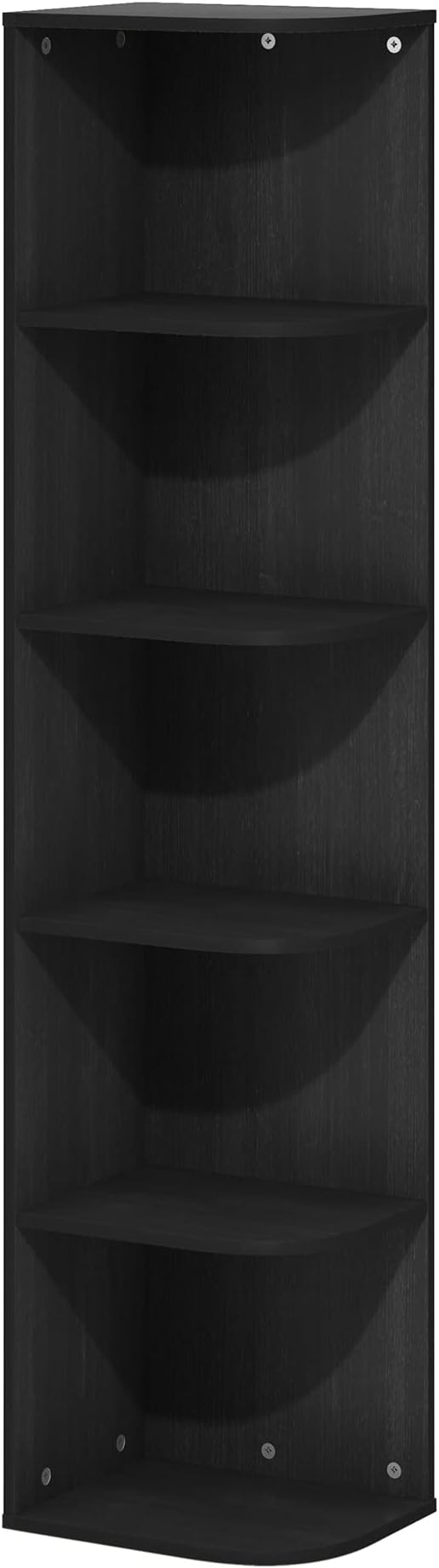 Furinno PASIR Book Shelf, 5-Tier Corner Bookshelf with Open Shelf, Standing Bookcase, 9.3 x 12 x 51.7, for Organization and Storage, for Living Room, Bedroom, Home Office, Blackwood