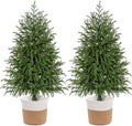 3FT 2PCS Artificial Small Christmas Tree, Norfolk Pine Tree Potted