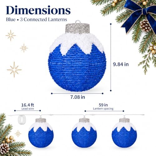 Christmas Light Balls Outdoor, Lighted Hanging Ornaments, Blue