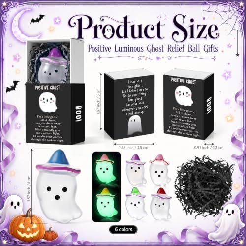 60 Sets Halloween Positive Gifts Luminous Ghost Desk Decor Trinkets, Clear