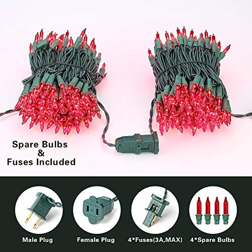 BrizLabs Red Incandescent Christmas Indoor String Lights 300 Count 69.6ft