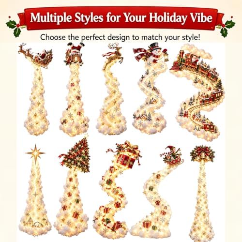 Christmas Magic Trail Wall Light, LED Cascading Holiday Decor，A4