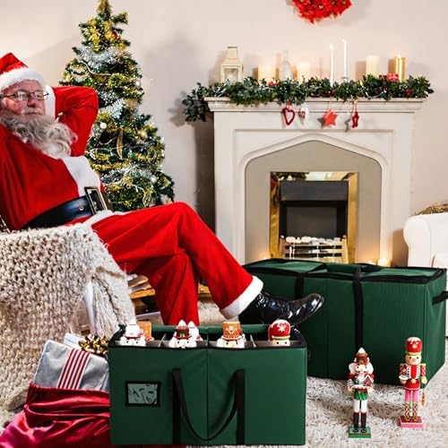 Soaoo 3 Pcs Christmas Nutcracker Storage Boxes,Green