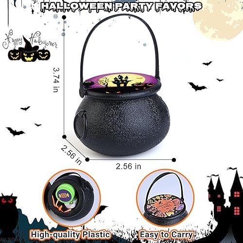 Shemira 256 PCS Halloween Party Favors Bulk for Kids, 32 Pack Prefilled Witch Cauldrons with Halloween Toys, Halloween Goodie Bag Fillers, Halloween Party Supplies, Halloween Miniatures Novelty Toys