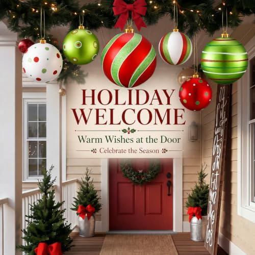 6 Pcs 6 Inch Large Christmas Balls Ornaments Lime Green and Red