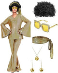 Jexine 70s Disco Outfit Women Sequin Sparkly Costume