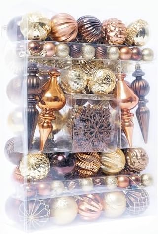HipTree 116ct 1.18-6.5"Copper Gold Christmas Tree Ornaments Decorations Set