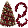 2 Pcs 9 ft Burgundy Velvet Christmas Ball Ornament Garland