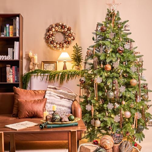JORNOY 106Pcs Christmas Ornaments Set, Shatterproof Assorted Hanging Baubles Decorations Bulk for Christmas Tree Decorations Home Holiday Party Decor, Earth Tone