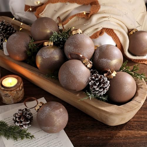 Yunlly 12 Pcs Neutral Christmas Ornament, Bronze, 3.15''