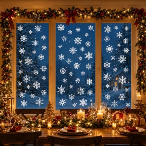 Christmas Decorations - 9 Sheets Christmas Snowflakes Window Clings