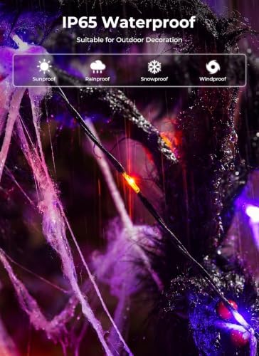 Brightown Halloween Decorations Outdoor, 312-LED Giant Spider Web Lights