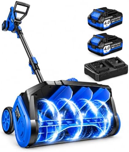 40V Electric Cordless Snow Shovel, 17 Inch Brushless Snow Blower with 2×4.0Ah Batteries & Fast Charger, 30FT Throw Distance Snow Shovel for Driveway, Patio, Deck, Walkway