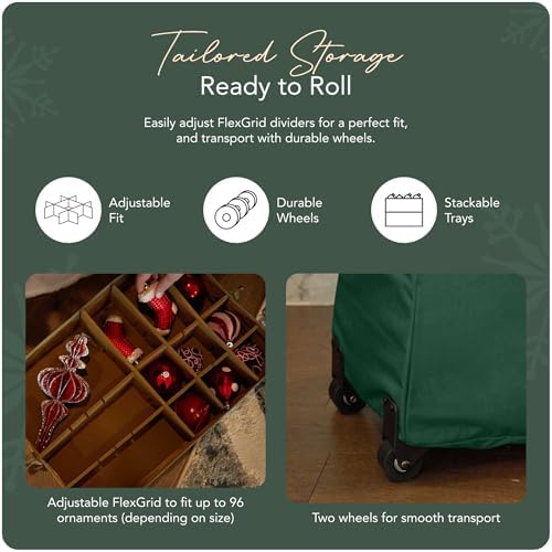 Covermates Rolling Adjustable Ornament Storage Bag, 19.25"W x 13"D x 18.5"H