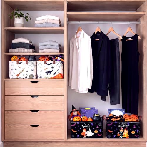 CHENGU 6 Pack Halloween Storage Bins Collapsible Halloween Baskets for Gift