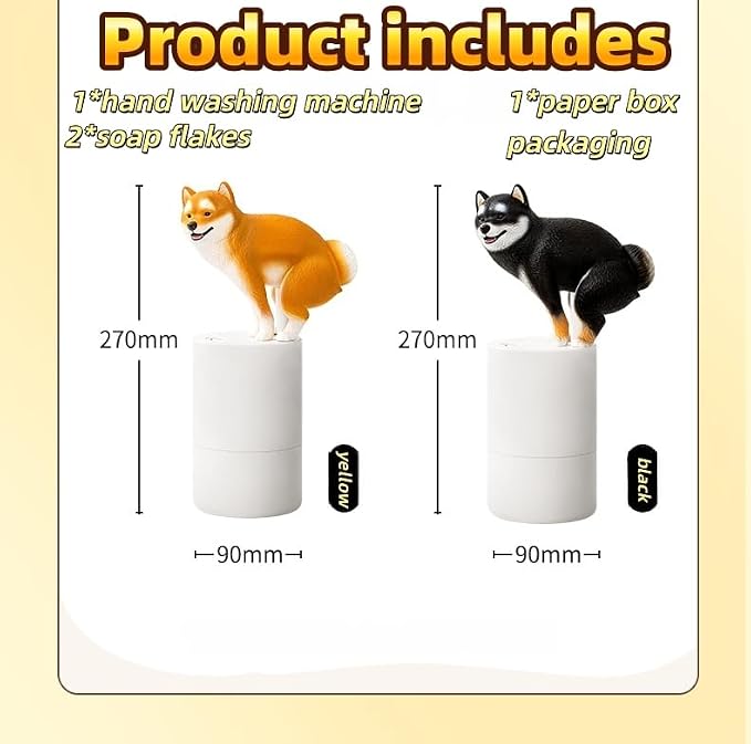 Touchless Foam Soap Dispenser, Black Shiba Inu Design, 300 mL | Touchless infrared foam dispensing with a refillable 300 mL tank