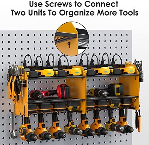 CCCEI Wall Mount Modular Tool Charging Organizer, Yellow, 2 Pack, 3 Tier.