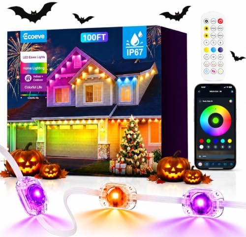 Permanent Outdoor Lights for House, 100ft Christmas RGB+IC Lights