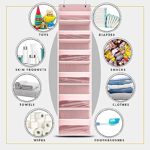 HOMELUX THEORY Over the Door Organizer, 6-Tier, 100D Fabric, Baby Pink 1pc