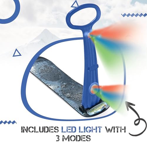 Geospace Winter Fun Foldable Snow Scooter, Ski Skate, Ski Skooter, Snow Sled, Kids Snowboard with 2 LED Light– Multi-Purpose Portable Sandboard, Snow Skate, and Kids/Teenager Sled for All Ages