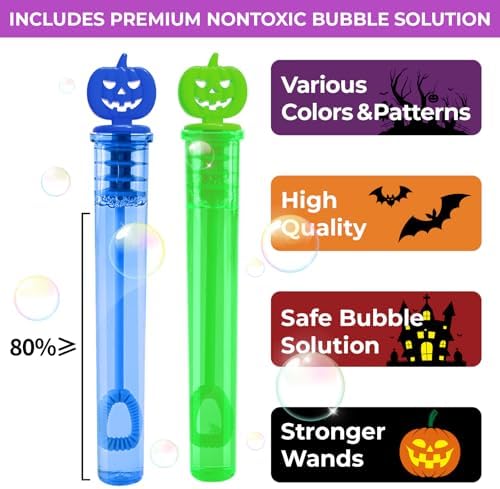 500PCS Halloween Party Favor, Bubble Wands for Kids, Trick or Treat Toys