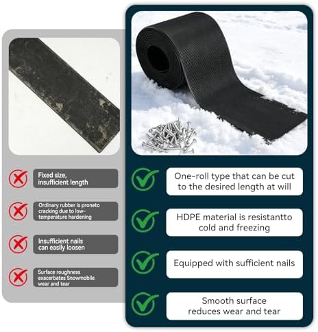 20 FT Snowmobile Trailer Ski Guides, 6 in HDPE Ramp Glides, 52 Screws