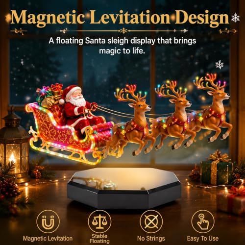Floating Santa Sleigh,Magnetic Levitation Santa's Flying Sleigh Ornament