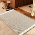 IM HOME Waffle Bath Mat Brown & Cream 24"x17", Boho Woven Modern Bath Mat Rugs, Absorbent Non Slip Bathroom Rugs, Soft Washable Bath Rugs with Tassels for Bedroom, Kitchen, Shower, Tub