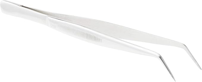 Mercer Culinary 18-8 Stainless Steel Chef Plating Tongs, Curved Fine Tip, 6-1/8 Inch