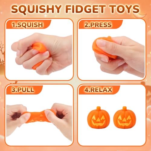 Meooeck 60 Pcs Halloween Pumpkin Party Favors 1.18 Inch