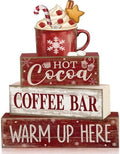 Lineshading 4 Pcs Christmas Table Decor for Home, Hot Cocoa Coffee Bar Sign